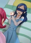  aida_mana bdsm bed blindfold blue_hair blush bondage bound bound_wrists braid collarbone dokidoki!_precure dress flipped_hair half_updo hishikawa_rikka long_hair looking_down lying minu multiple_girls on_back open_mouth pink_hair precure shadow short_hair you_gonna_get_raped yuri 