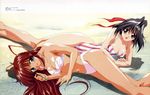  2girls absurdres beach bikini enomoto_tsukasa highres hinomori_azusa jewelry long_hair long_image multiple_girls necklace pia_carrot pia_carrot_(series) pia_carrot_e_youkoso!! short_hair swimsuit wide_image 