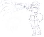  clothed clothing female gnoll gun hair monochrome ranged_weapon rick_griffin weapon yeshka 