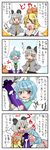  4koma ^_^ ahoge animal_ears blonde_hair blue_eyes blue_hair blush capelet closed_eyes comic crossed_arms crying doyagao grey_hair heterochromia highres karakasa_obake mouse_ears multiple_girls nazrin open_mouth red_eyes short_hair smile streaming_tears sweatdrop tatara_kogasa tears toramaru_shou touhou translated umbrella yuzuna99 