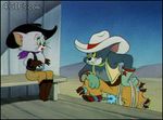  boots brown_fur cartoon cat cigarette clothing cowboy cowboy_hat english_text feline female fur grey_fur gun hat letters low_res male mammal mouse outside ranged_weapon rodent screencap shot smoke spurs text tobacco tobaco tom_and_jerry tongue weapon 