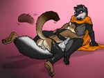 anthro balls blush cape chaps distorter duo eyes_closed ferret gay harness male mammal mustelid nude sheath tailwag topless weasel 