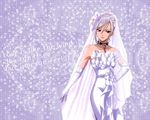  akashiya_moka dress elbow_gloves red_eyes rosario+vampire white_hair 