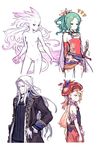  armlet blonde_hair earrings final_fantasy final_fantasy_vi flat_chest green_hair hair_ribbon hat jewelry kuroboshi_kouhaku long_coat long_hair necklace no_nipples nude pink_hair pink_skin pointy_ears ponytail relm_arrowny ribbon scar scarf setzer_gabbiani sword tina_branford trance_tina_branford very_long_hair weapon white_hair 