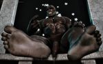  3d 5_toes abs anthro ape balls biceps big_muscles black_fur bracelet cgi chair darkviper199027 foot_focus fur gorilla grin grussel hairy hindpaw human_feet inviting jewelry leaking looking_at_viewer male mammal muscles necklace nipples nude paws pecs penis pose precum primate reclining sitting solo tattoo toes 