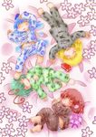  4girls cirno closed_eyes flower matty_(zuwzi) multiple_girls mystia_lorelei pajamas rumia sleeping team_9 touhou wriggle_nightbug 