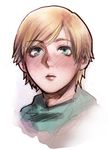  blonde_hair blue_eyes blush face full-face_blush lips resident_evil resident_evil_6 scarf sgk sherry_birkin short_hair solo 