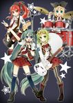 :q arm_up bad_id bad_pixiv_id belt blonde_hair blue_eyes boots bow bowtie cul drum drum_set drumsticks electric_guitar eyewear_on_head green_eyes green_hair guitar gumi hair_ornament hair_ribbon hairclip hatsune_miku headset highres instrument kagamine_rin long_hair microphone multiple_girls necktie open_mouth outstretched_arm pantyhose ponytail red_eyes red_hair ribbon sakura_yuki_(clochette) short_hair simple_background skirt star star-shaped_eyewear striped striped_legwear thighhighs tongue tongue_out twintails v vertical-striped_legwear vertical_stripes very_long_hair vest vocaloid 