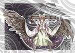  absurdres alternate_costume alternate_weapon arm_cannon bad_id bad_pixiv_id bow brown_hair cape hair_bow highres long_hair mismatched_footwear red_eyes reiuji_utsuho sho-1 skirt smile solo third_eye touhou weapon wings 