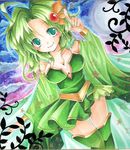  breasts cleavage final_fantasy final_fantasy_iv green_eyes green_hair mizame rydia skirt thighhighs 