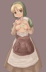  1girl blonde_hair breasts chemist_(fft) dress female final_fantasy final_fantasy_tactics green_eyes nipples short_hair solo vial yuno_(artist) yuno_(mioalice) 