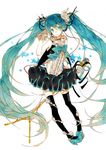  aqua_eyes aqua_hair bad_id bad_pixiv_id flower hair_flower hair_ornament hatsune_miku headset long_hair marker_(medium) microphone microphone_stand skirt smile solo thighhighs traditional_media twintails very_long_hair vocaloid yuuya_(n-m-t) 