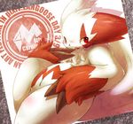  ???? blush chubby fur gororigorogoro markings nintendo pok&#233;mon pok&eacute;mon red_eyes red_markings solo video_games white_fur zangoose zangoose_day 