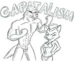  america anthro black_and_white bra breasts bulge canine capitalism duo female fox hands_on_hips hat looking_at_viewer male mammal monochrome panties pose squirrel_and_hedgehog tight_pants topless underwear wolf 