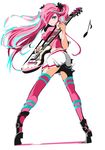  bad_id bad_pixiv_id electric_guitar green_eyes guitar hair_over_one_eye hatsune_miku instrument kafe_(bonbonrocks) long_hair looking_back musical_note pink_hair pink_legwear sakura_miku simple_background skirt solo thighhighs vocaloid white_background 