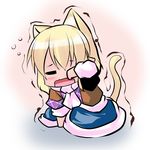  =_= animal_ears blonde_hair cat_ears cat_tail chibi hoshizuki_(seigetsu) mizuhashi_parsee open_mouth puru-see scarf skirt sleepy solo tail touhou trembling 