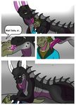  anthro biceps comic dinner_date_by_rex_equinox dragon english_text gay horn lizard male muscles reptile rex_equinox scalie text transformation 
