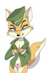  alpha_channel america breasts canine clothed clothing debriefing eyewear female fox glasses green_eyes half-dressed hat it's_always_that_last_fucking_button jacket lt._vixen mammal military panties squirrel_and_hedgehog thigh_gap tongue underwear weapon 