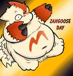  brobro90 english_text male nintendo obese overweight pok&eacute;mon red_markings text video_games white_fur zangoose zangoose_day 