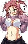  blush bra breasts brown_hair cleavage infinite_stratos nayuta_(bamiras1105) nohotoke_honne skirt surprised sweater twintails underwear yellow_eyes 