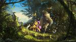  avian bear bird equine female feral fluttershy_(mlp) friendship_is_magic fur group hair horse huussii lagomorph male mammal my_little_pony outside pegasus pink_hair pony rabbit wings yellow_fur 