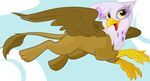  avian briskby brown_fur cloud dizzypacce female feral flying friendship_is_magic fur gilda_(mlp) gryphon looking_at_viewer my_little_pony sky smile solo wings yellow_eyes 