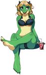  barefoot bra breasts camel_toe clothed clothing corey_powell dragon female foot_focus hindpaw human_feet panties paws plantigrade scalie skimpy soda soles solo toes underwear zonkpunch 