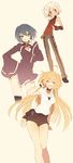  428 blonde_hair canaan canaan_(character) closed_eyes liang_qi long_hair long_legs multiple_girls oosawa_maria simple_background smile tsumi_guilty 