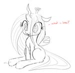  cute female feral friendship_is_magic my_little_pony plain_background queen_chrysalis_(mlp) sketch solo white_background wings 