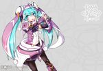  aqua_eyes aqua_hair detached_sleeves fonewearl_style_(module) hatsune_miku highres izane long_hair microphone open_mouth pantyhose phantasy_star phantasy_star_online_2 project_diva_(series) project_diva_f skirt solo twintails very_long_hair vocaloid wiola_magica 
