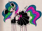  equine female feral friendship_is_magic horn maid maid_uniform mammal my_little_pony newyorkx3 princess princess_celestia_(mlp) royalty winged_unicorn wings 