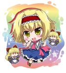  :3 alice_margatroid blonde_hair blush capelet doll dress hairband long_hair noai_nioshi open_mouth ribbon shanghai_doll short_hair smile string touhou yellow_eyes |_| 