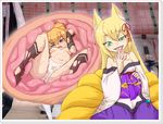  blonde_hair blush fox_ears green_eyes kitsune minigirl mon-musu_quest! monster_girl tamamo vore 