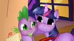  cat_eyes dragon duo equine fangs female feral friendship_is_magic glowing green_eyes happy horse hug magic male mammal my_little_pony night paper pony purple_eyes quill scalie slit_pupils sparkles spike_(mlp) tears twilight_sparkle_(mlp) vardastouch window 
