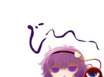  eyeball face hairband heart highres jitome komeiji_satori looking_at_viewer open_mouth purple_eyes purple_hair solo staring third_eye touhou upper_body yume_shokunin 