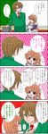  1girl asahina_mikuru blazer blush chibi collared_shirt comic green_jacket jacket koizumi_itsuki long_sleeves maid necktie red_neckwear shirt short_hair suzumiya_haruhi_no_yuuutsu talking text_focus tokiomi_tsubasa translated upper_body white_shirt 