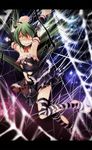  antennae arms_up bad_id bad_pixiv_id bare_shoulders bdsm blush bondage bound corset defeat green_hair highres princess_wriggle s-syogo short_hair silk skirt spider_web tears touhou wriggle_nightbug 