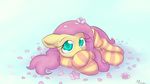  alasou blue_eyes clothing equine female feral flower fluttershy_(mlp) friendship_is_magic fur green_eyes hair horse legwear long_hair looking_at_viewer lying mammal my_little_pony on_side pink_hair pony socks solo stockings yellow_fur 