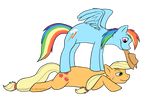  alpha_channel applejack_(mlp) arcticwaters blonde_hair couple cowboy_hat cutie_mark duo equine female feral friendship_is_magic green_eyes hair hat horse mammal multi-colored_hair my_little_pony pegasus plain_background pony purple_eyes rainbow_dash_(mlp) rainbow_hair transparent_background wings 