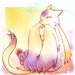  blush dufy eyes_closed feral licking lowres mienshao nintendo no_humans pixiv pok&#233;mon pokemon simple_background solo tongue video_games 
