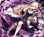  bad_id bad_pixiv_id barefoot blonde_hair breasts cleavage dress highres large_breasts long_hair looking_at_viewer nail_polish nicole_(lion) pixiv_fantasia pixiv_fantasia_new_world purple purple_eyes skeleton skull smile toenail_polish 