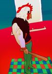  bad_id bad_pixiv_id baseball_bat cover hotline_miami jacket jacket_(hotline_miami) jemsjunk male_focus mask richard_(hotline_miami) solo window 