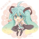  39 96mame ahoge aqua_eyes aqua_hair artist_name bad_id bad_pixiv_id character_name chibi detached_sleeves hatsune_miku long_hair musical_note necktie open_mouth skirt sleeves_past_wrists solo thighhighs twintails very_long_hair vocaloid 