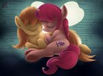  braid couple cub cute cutie_mark english_text equine eyes_closed female feral friendship_is_magic fur hair horn horse lying mammal marker_pony_(mlp) my_little_pony orange_hair original_character pink_fur pink_hair pinkie_pie_(mlp) pony purple_hair rainbow_(artist) shaded smile text two_tone_hair unicorn yellow_fur young 