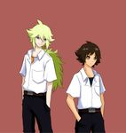  2boys ikari_shinji male male_focus multiple_boys n_(pokemon) nagisa_kaworu neon_genesis_evangelion parody pokemon touya_(pokemon) 