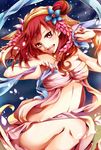  bad_id bad_pixiv_id flower hair_bun hair_ornament jewelry kaya_(hydego) magi_the_labyrinth_of_magic morgiana open_mouth red_eyes red_hair short_hair side_bun solo 