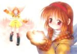  angel closed_eyes gloves goto_p kanon orange_hair red_eyes ribbon short_hair tsukimiya_ayu wings 