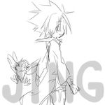  bear_(artist) bird greyscale jing_(jing_king_of_bandits) jing_king_of_bandits kir_(jing_king_of_bandits) lowres male_focus monochrome oekaki sketch solo 