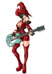  absurdres aqua_eyes bangs bare_shoulders black_hair boots breasts breasts_apart buckle cleavage cropped_jacket dress electric_guitar fingerless_gloves fingernails full_body gloves guilty_gear guilty_gear_xx guilty_gear_xx_accent_core guitar halterneck hat high_heel_boots high_heels highres holding i-no instrument jacket large_breasts leather lipstick long_fingernails looking_afar makeup mole mole_above_mouth no_bra non-web_source o-ring o-ring_top off_shoulder official_art open_clothes open_jacket parted_lips platform_footwear red_dress red_hat red_legwear red_lipstick short_dress short_hair sideboob simple_background slender_waist solo standing thigh_boots thighhighs wide_hips witch_hat zettai_ryouiki 