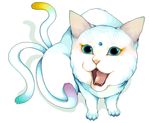  bindi blue_eyes cat cat_focus copyright_request fangs multiple_tails murata_(bakeneko_soudou) no_humans open_mouth tail 